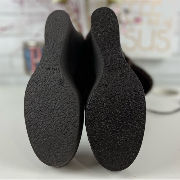 Via Spiga Brown Suede Lace Up Wedge Boots Size 7 1/2 - Picture 8 of 10